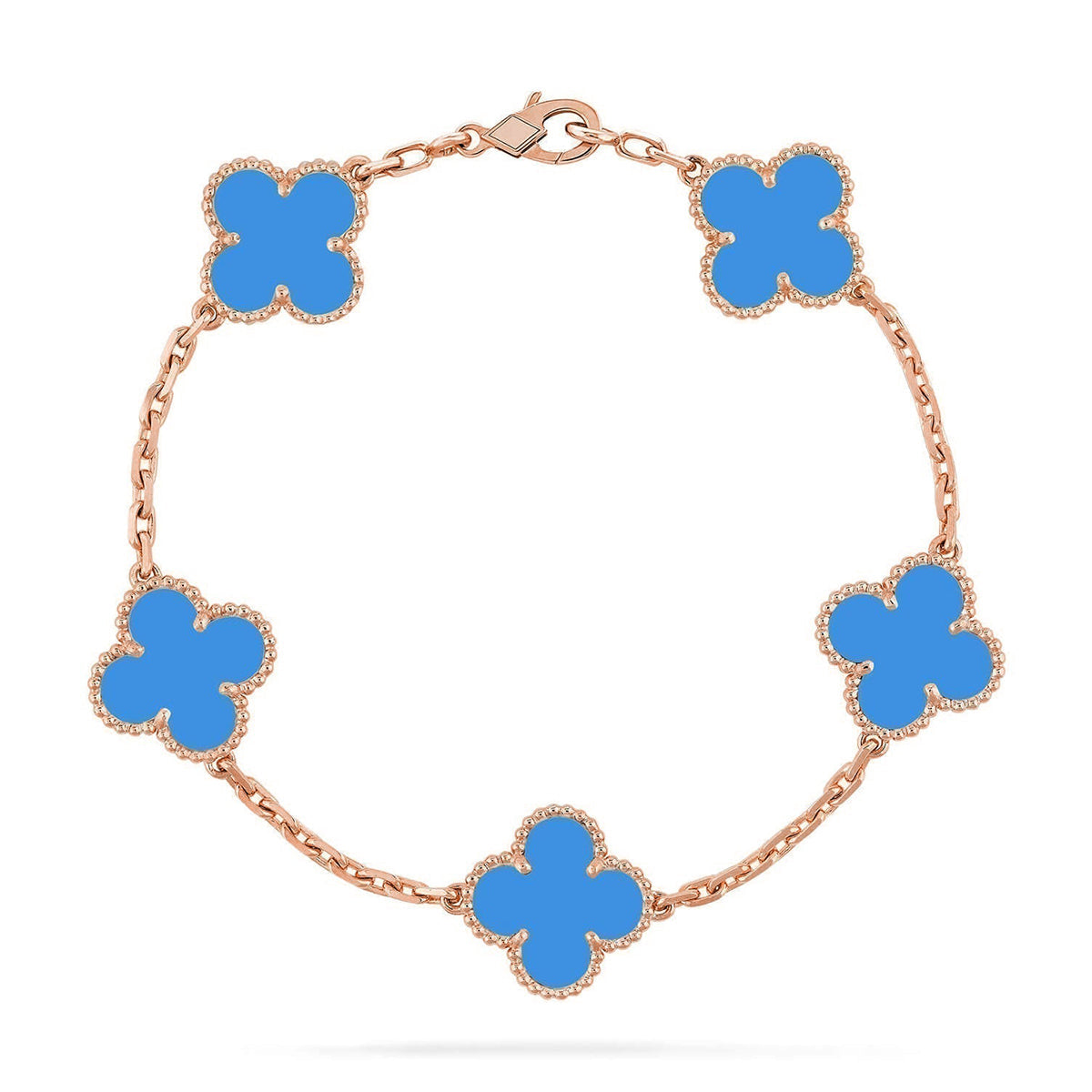 [Glow Jewelry]Neue Kollektion: Kleeblatt 5 Motive Blau Achat Armband