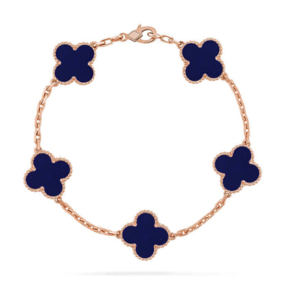 [Glow Jewelry]Neue GLÜCKSKLEE 5 MOTIV LAPISLAZULI ARMBAND KOLLEKTION