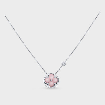 Glow Jewelry – Sonnenmotiv Perlmuttarmband aus Silber in Rosa