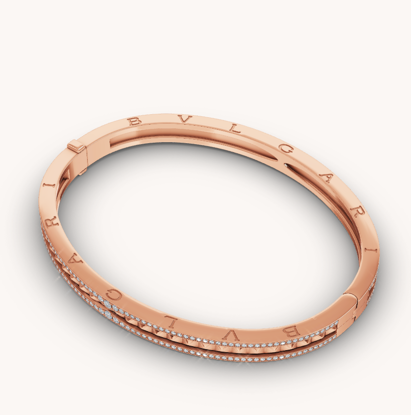 [Glow Jewelry]ZERO 1 SPIRAL AND PAVED DIAMOND PINK GOLD BRACELET