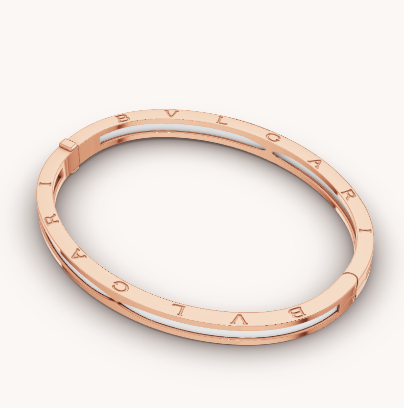 [Glow Jewelry]ZERO 1 PINK GOLD WITH WHITE CERAMIC BRACELET