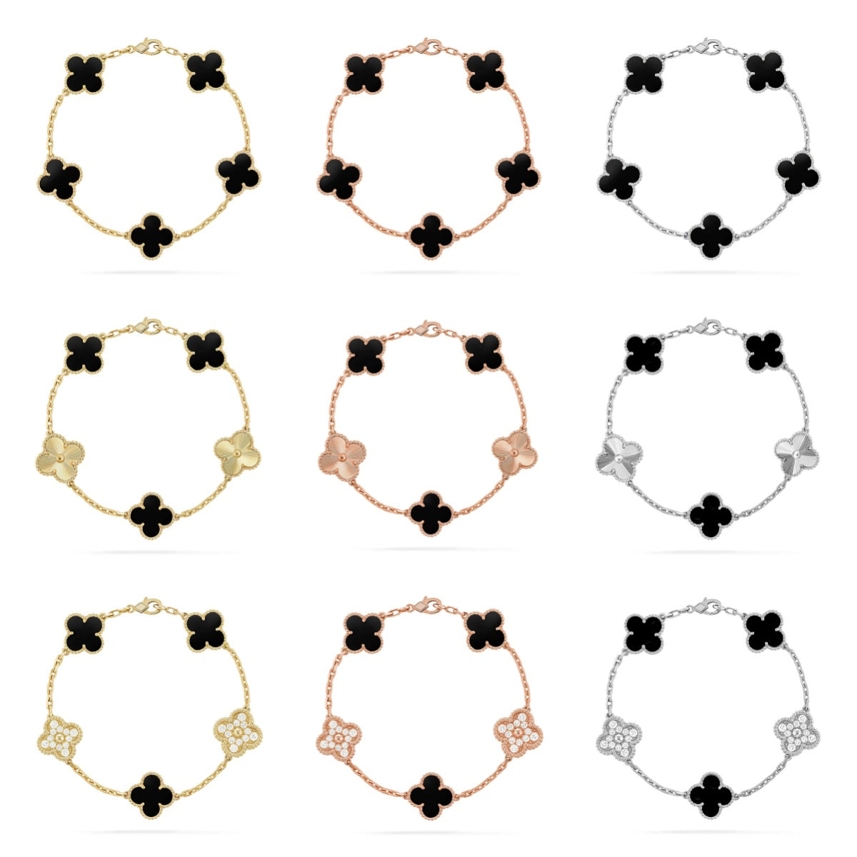 [Glow Jewelry]Neue CLOVER 5 MOTIF ONYXS ARMBAND KOLLEKTION