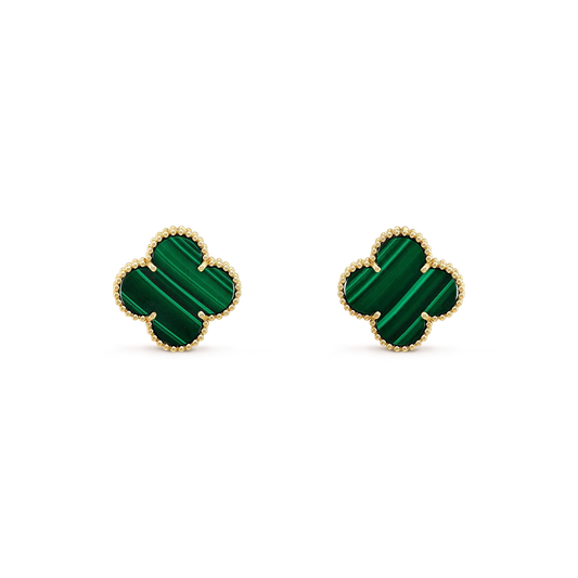 Glow Jewelry - Kleine Kleeblatt-Ohrringe, 9,5 mm, Malachit