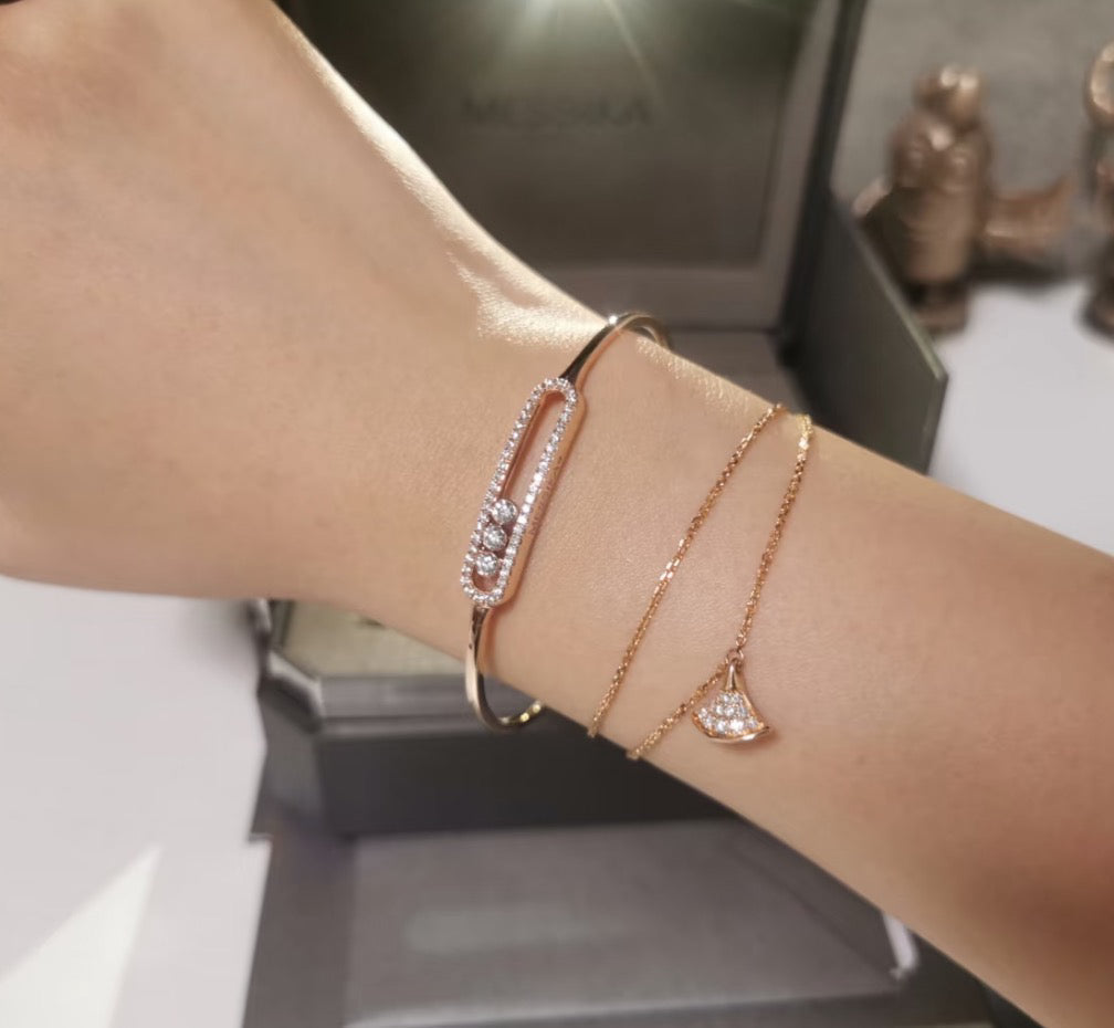 [Glow Jewelry]Move Pavé Diamond Bangle Bracelet M