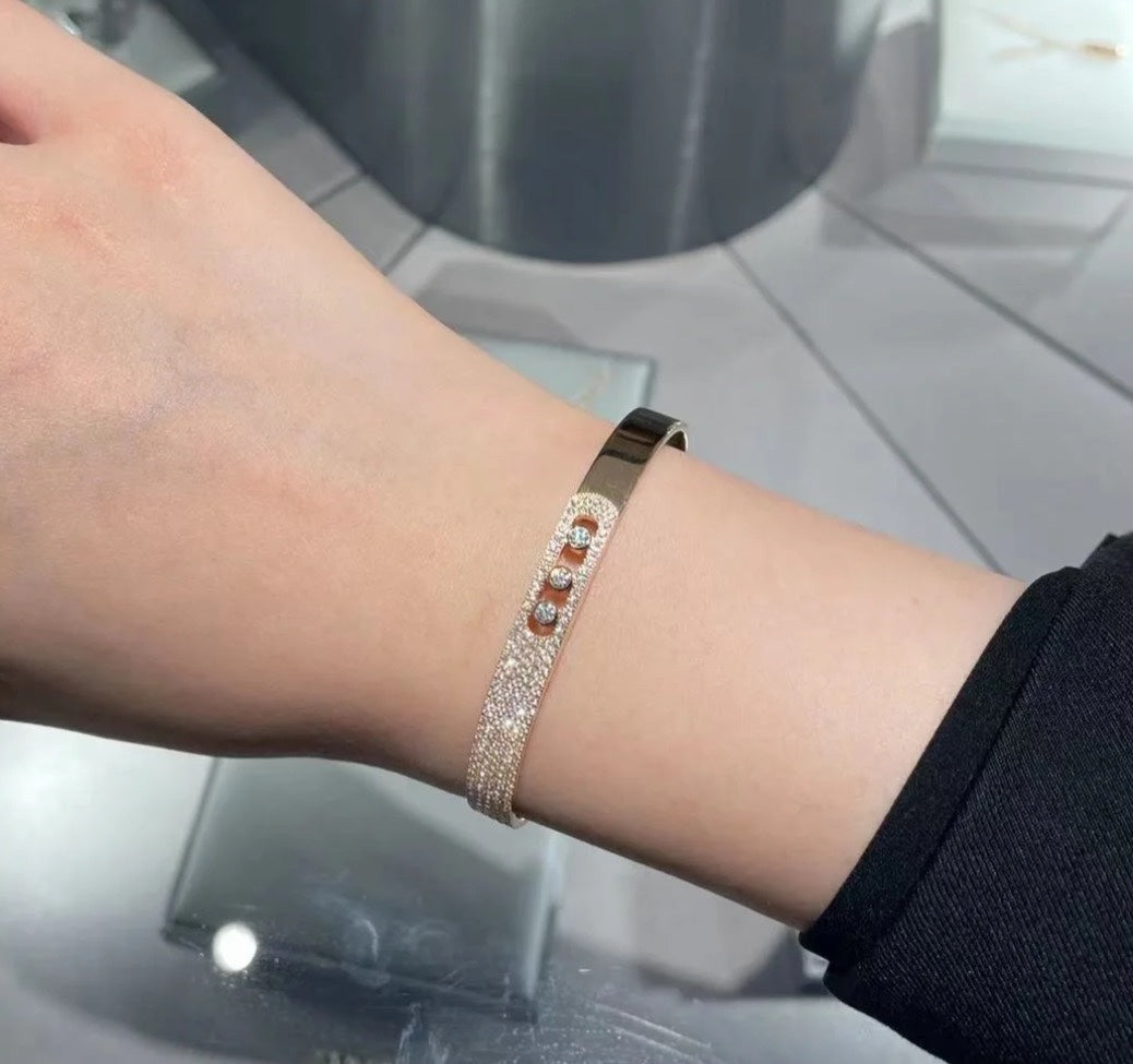 [Glow Jewelry]Move Noa Rose Gold Pavé Diamond Bangle Bracelet