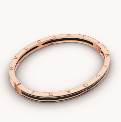 [Glow Jewelry]ZERO 1 PINK GOLD WITH MATTE BLACK CERAMIC BRACELET