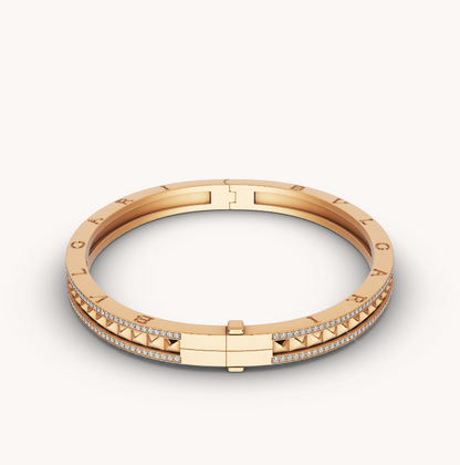 [Glow Jewelry]ZERO 1 SPIRAL AND PAVED DIAMOND GOLD BRACELET