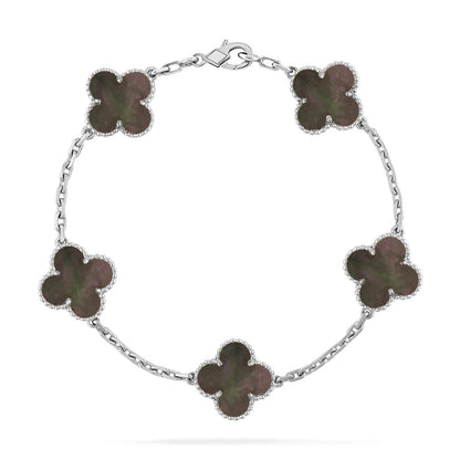 [Glow Jewelry]Neue KOLLEKTION: KLEEBATT 5 MOTIV GRAUER PERLMUTT-ARMBAND