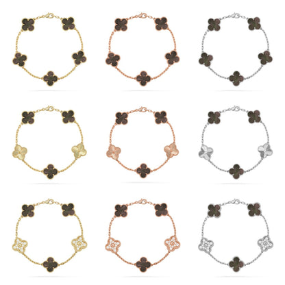 [Glow Jewelry]Neue KOLLEKTION: KLEEBATT 5 MOTIV GRAUER PERLMUTT-ARMBAND