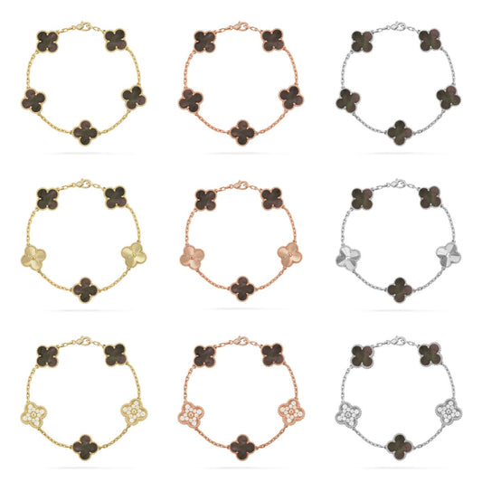 [Glow Jewelry]Neue KOLLEKTION: KLEEBATT 5 MOTIV GRAUER PERLMUTT-ARMBAND