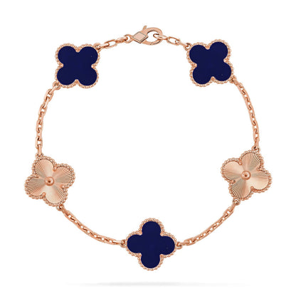 [Glow Jewelry]Neue GLÜCKSKLEE 5 MOTIV LAPISLAZULI ARMBAND KOLLEKTION