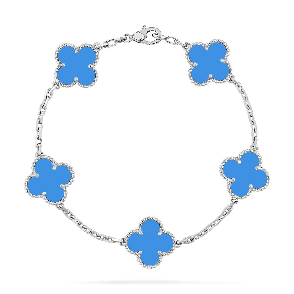 [Glow Jewelry]Neue Kollektion: Kleeblatt 5 Motive Blau Achat Armband