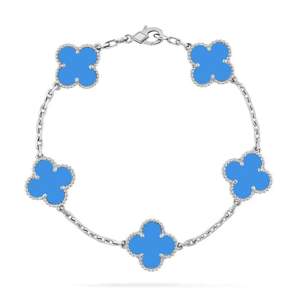 [Glow Jewelry]Neue Kollektion: Kleeblatt 5 Motive Blau Achat Armband