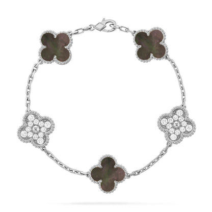 [Glow Jewelry]Neue KOLLEKTION: KLEEBATT 5 MOTIV GRAUER PERLMUTT-ARMBAND