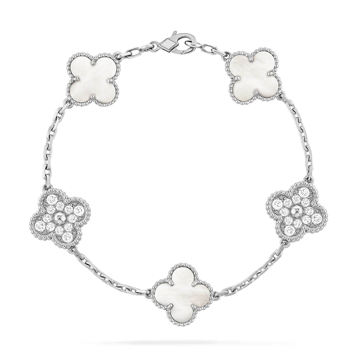 [Glow Jewelry]Neue KOLLEKTION CLOVER WHITE PEARL MOP 5 MOTIV ARMBÄNDER