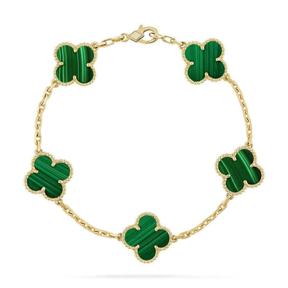 [Glow Jewelry] 新着クローバー5モチーフ マラカイトブレスレットコレクション