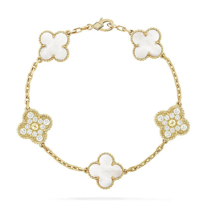 [Glow Jewelry]Neue KOLLEKTION CLOVER WHITE PEARL MOP 5 MOTIV ARMBÄNDER