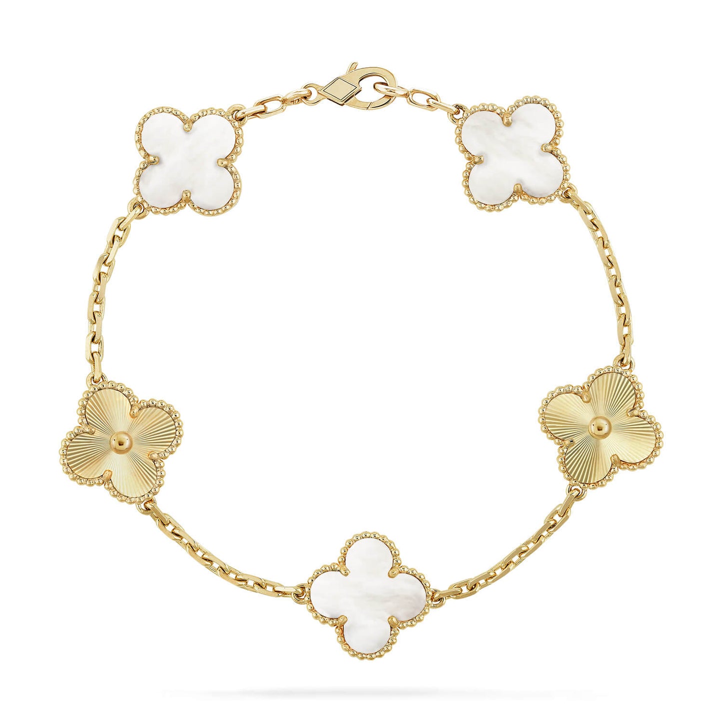 [Glow Jewelry]Neue KOLLEKTION CLOVER WHITE PEARL MOP 5 MOTIV ARMBÄNDER