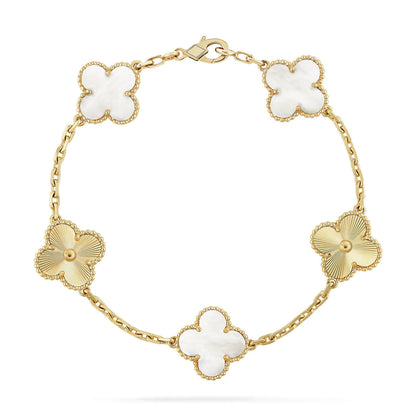 [Glow Jewelry]Neue KOLLEKTION CLOVER WHITE PEARL MOP 5 MOTIV ARMBÄNDER