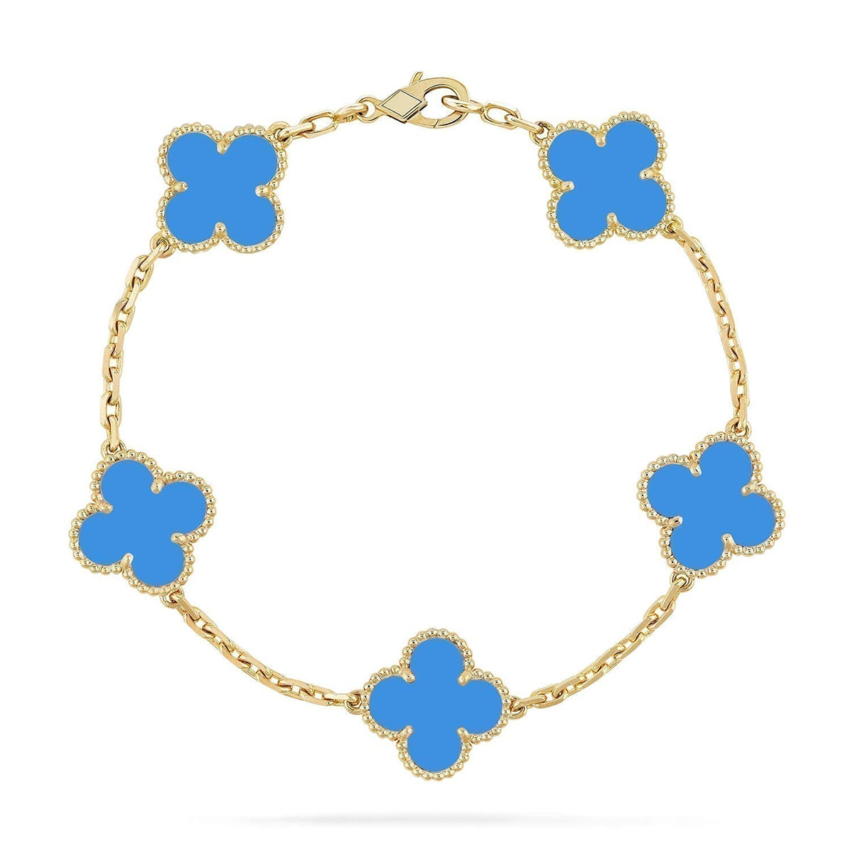 [Glow Jewelry]Neue Kollektion: Kleeblatt 5 Motive Blau Achat Armband