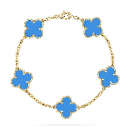 [Glow Jewelry]Neue Kollektion: Kleeblatt 5 Motive Blau Achat Armband