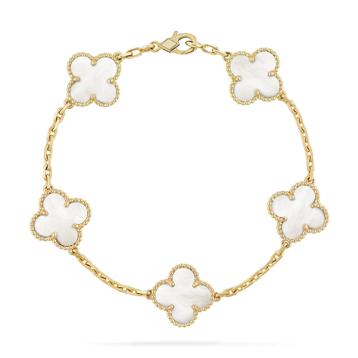 [Glow Jewelry]Neue KOLLEKTION CLOVER WHITE PEARL MOP 5 MOTIV ARMBÄNDER