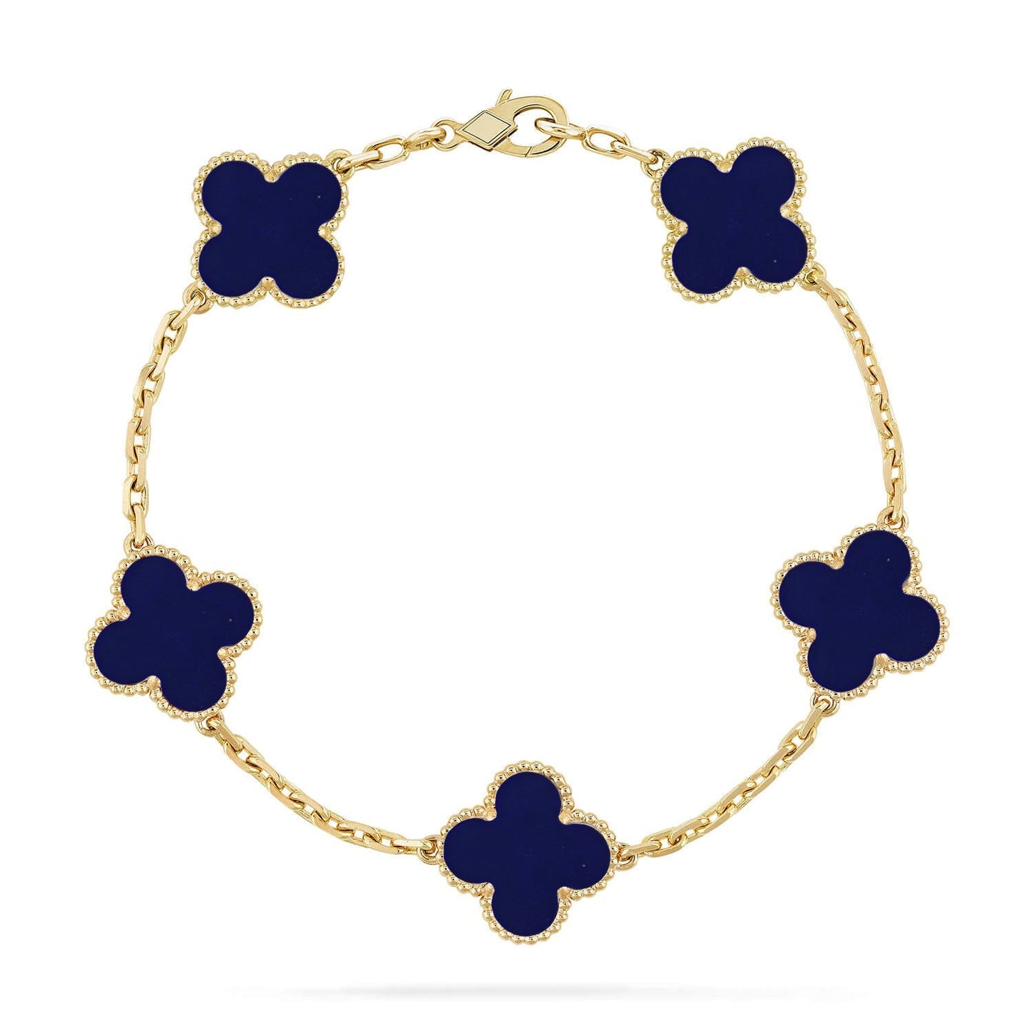 [Glow Jewelry]Neue GLÜCKSKLEE 5 MOTIV LAPISLAZULI ARMBAND KOLLEKTION