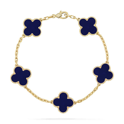 [Glow Jewelry]Neue GLÜCKSKLEE 5 MOTIV LAPISLAZULI ARMBAND KOLLEKTION
