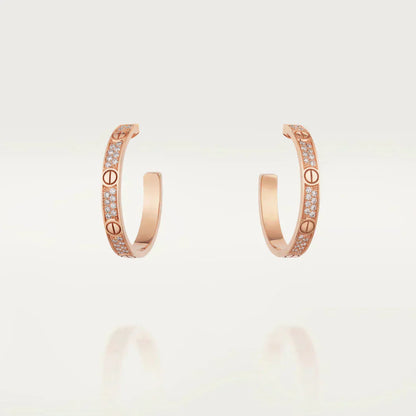 [Glow Jewelry]LOVE DIAMOND PINK GOLD HOOP EARRINGS