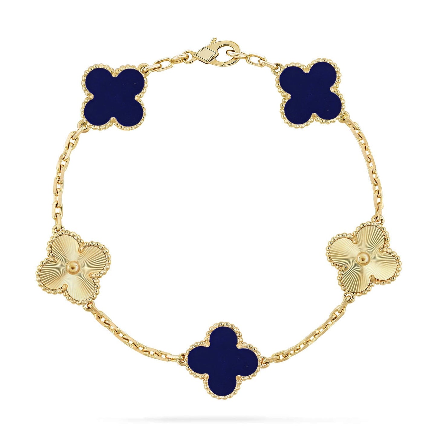 [Glow Jewelry]Neue GLÜCKSKLEE 5 MOTIV LAPISLAZULI ARMBAND KOLLEKTION