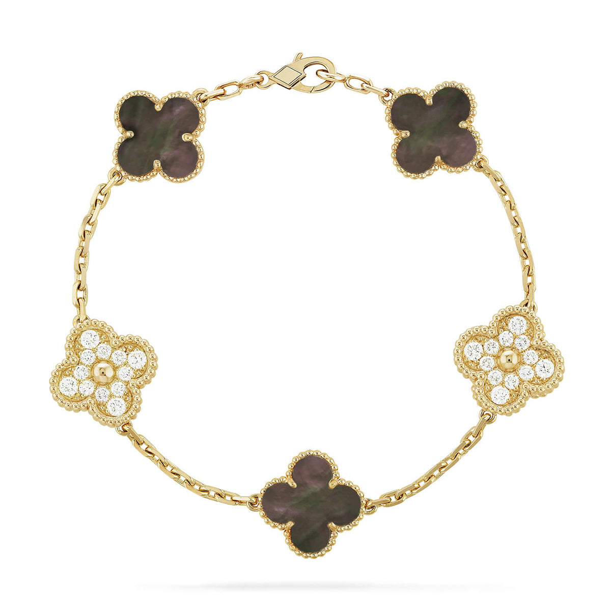 [Glow Jewelry]Neue KOLLEKTION: KLEEBATT 5 MOTIV GRAUER PERLMUTT-ARMBAND