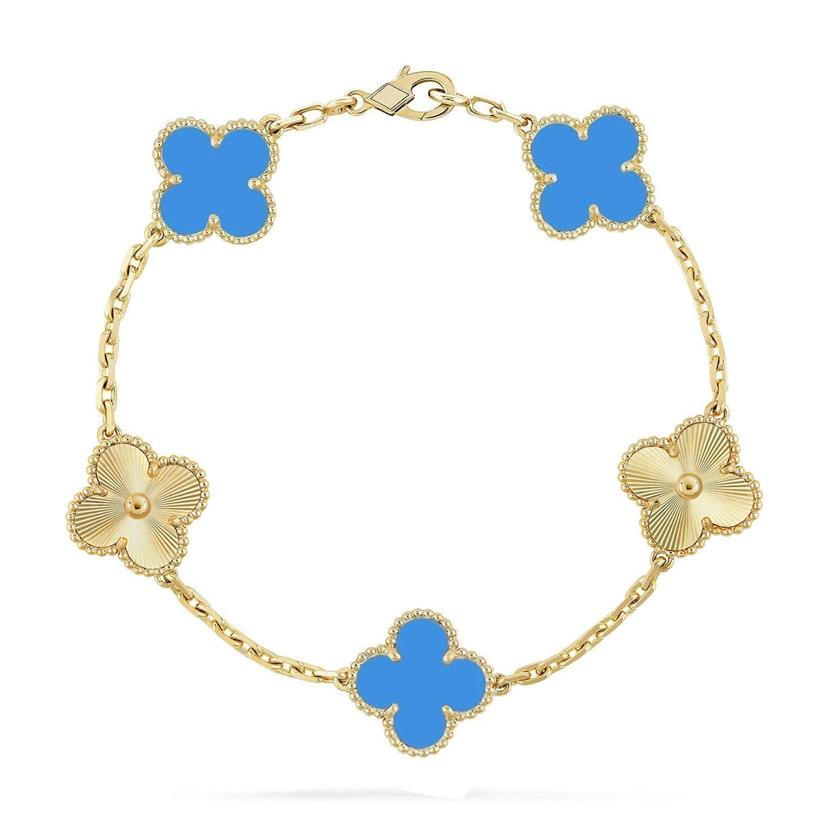 [Glow Jewelry]Neue Kollektion: Kleeblatt 5 Motive Blau Achat Armband