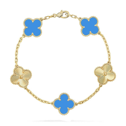 [Glow Jewelry]Neue Kollektion: Kleeblatt 5 Motive Blau Achat Armband