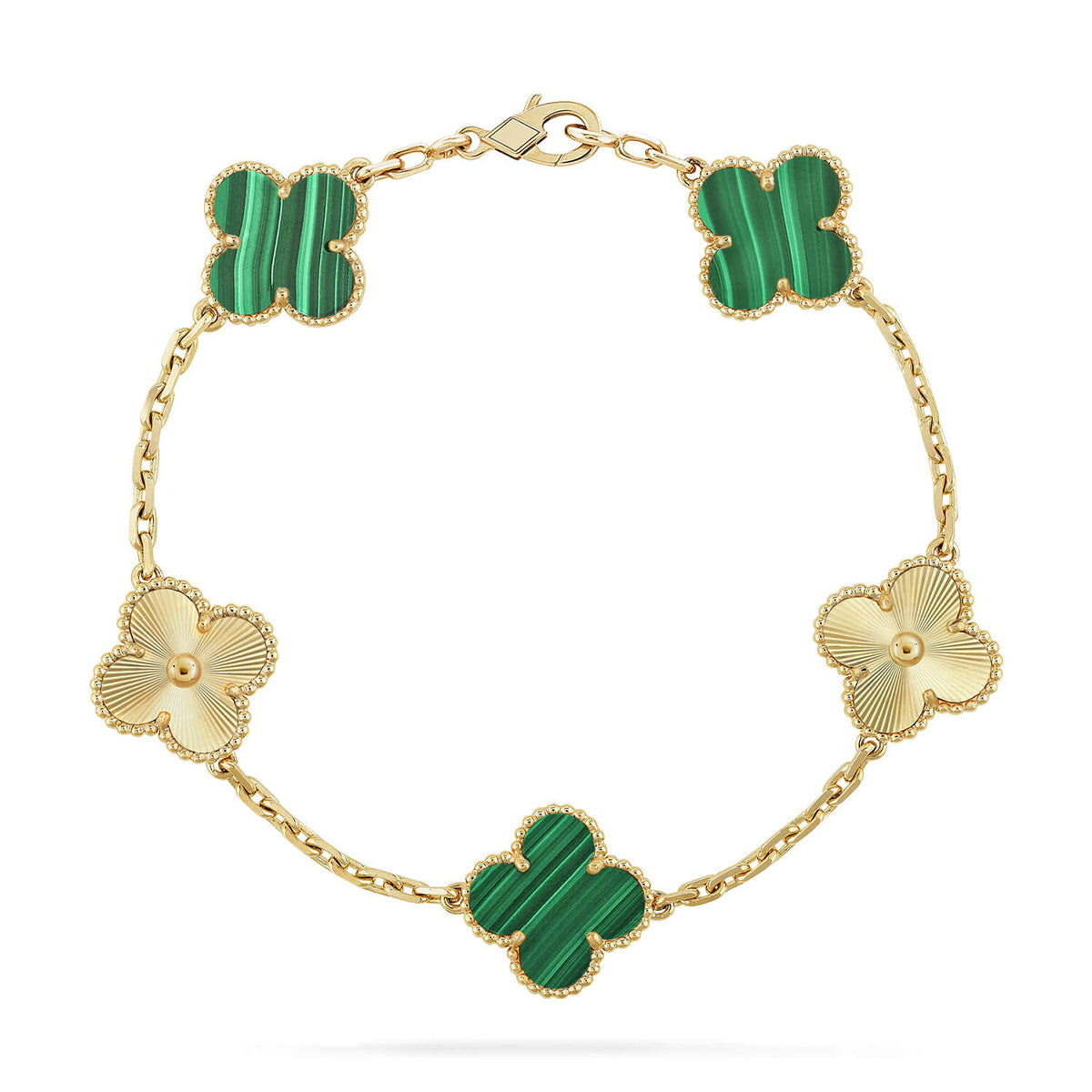 [Glow Jewelry] 新着クローバー5モチーフ マラカイトブレスレットコレクション