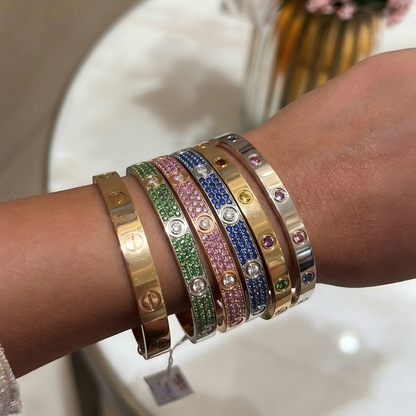 [Glow Jewelry]2026 PAVE GEMSTONE LOVE BRACELET 6.1MM 10 DIAMONDS