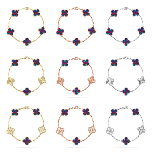 [Glow Jewelry]Neue CLOVER 5 MOTIF COLOR GEMSTONES ARMBAND KOLLEKTION
