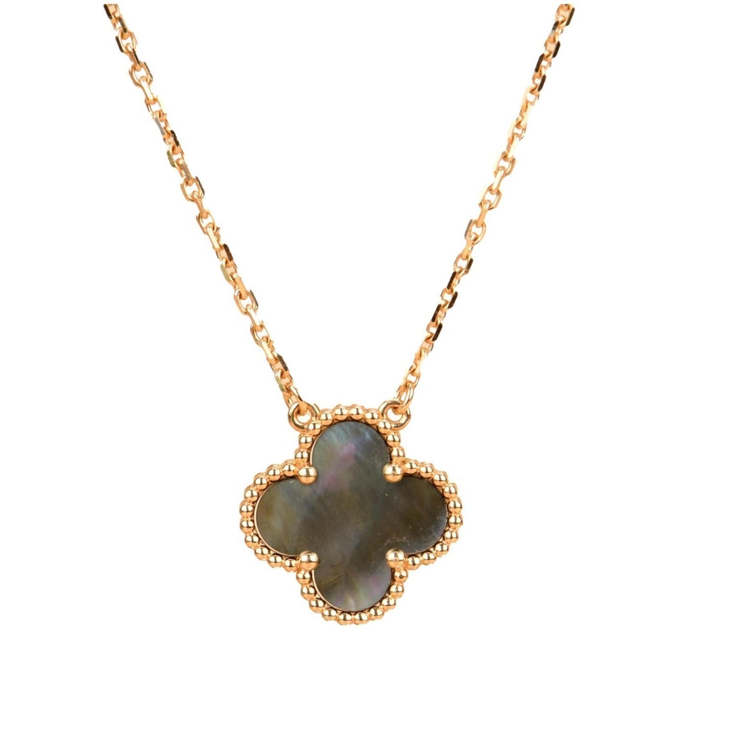 [Glow Jewelry]CLOVER 15MM  GRAY MOTHER OF PEARL NECKLACE