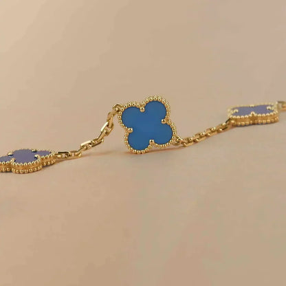 [Glow Jewelry]Neue Kollektion: Kleeblatt 5 Motive Blau Achat Armband