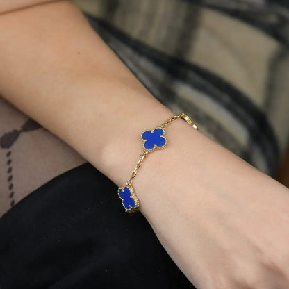 [Glow Jewelry]Neue Kollektion: Kleeblatt 5 Motive Blau Achat Armband