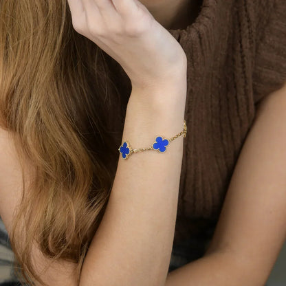 [Glow Jewelry]Neue Kollektion: Kleeblatt 5 Motive Blau Achat Armband