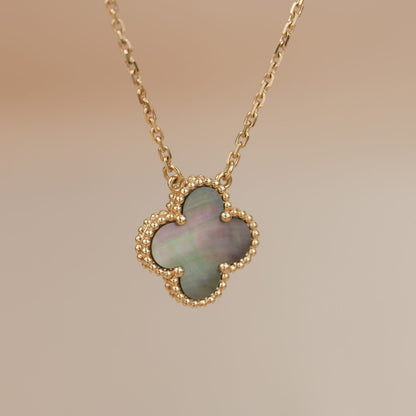 ¡®Glow Jewelry¡¯CLOVER 15MM  GRAY MOTHER OF PEARL NECKLACE