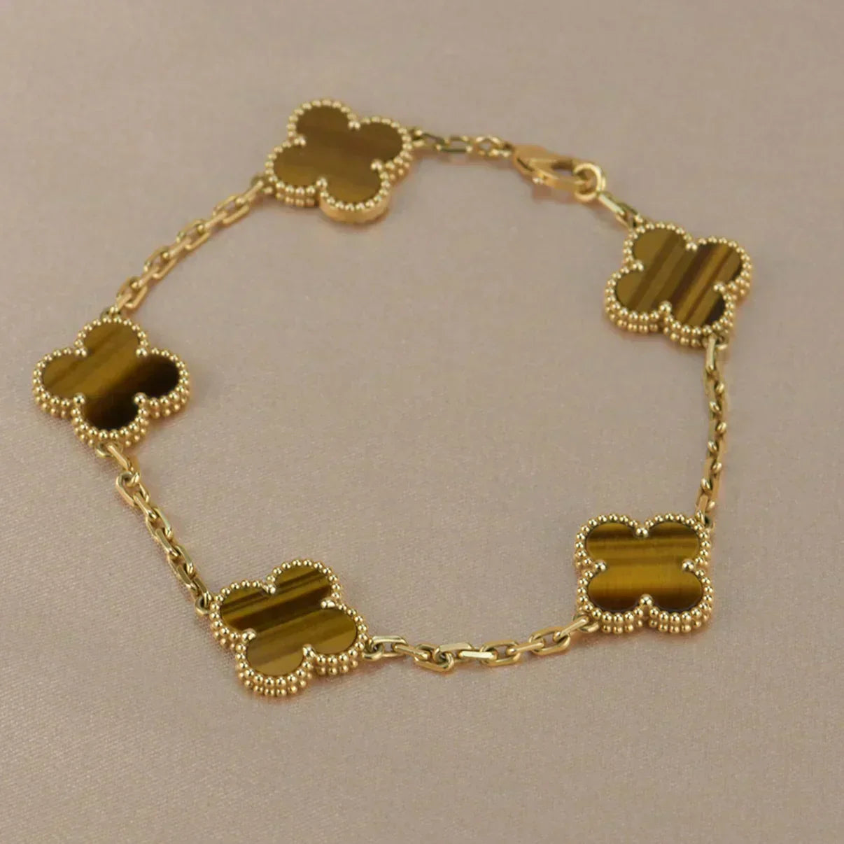 [Glow Jewelry] CLOVER 5 MOTIFS TIGER EYE BRACELET COLLECTION
