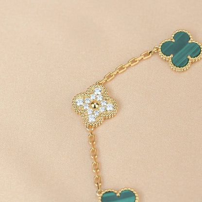 [Glow Jewelry] 新着クローバー5モチーフ マラカイトブレスレットコレクション