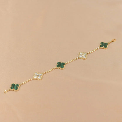 [Glow Jewelry] 新着クローバー5モチーフ マラカイトブレスレットコレクション