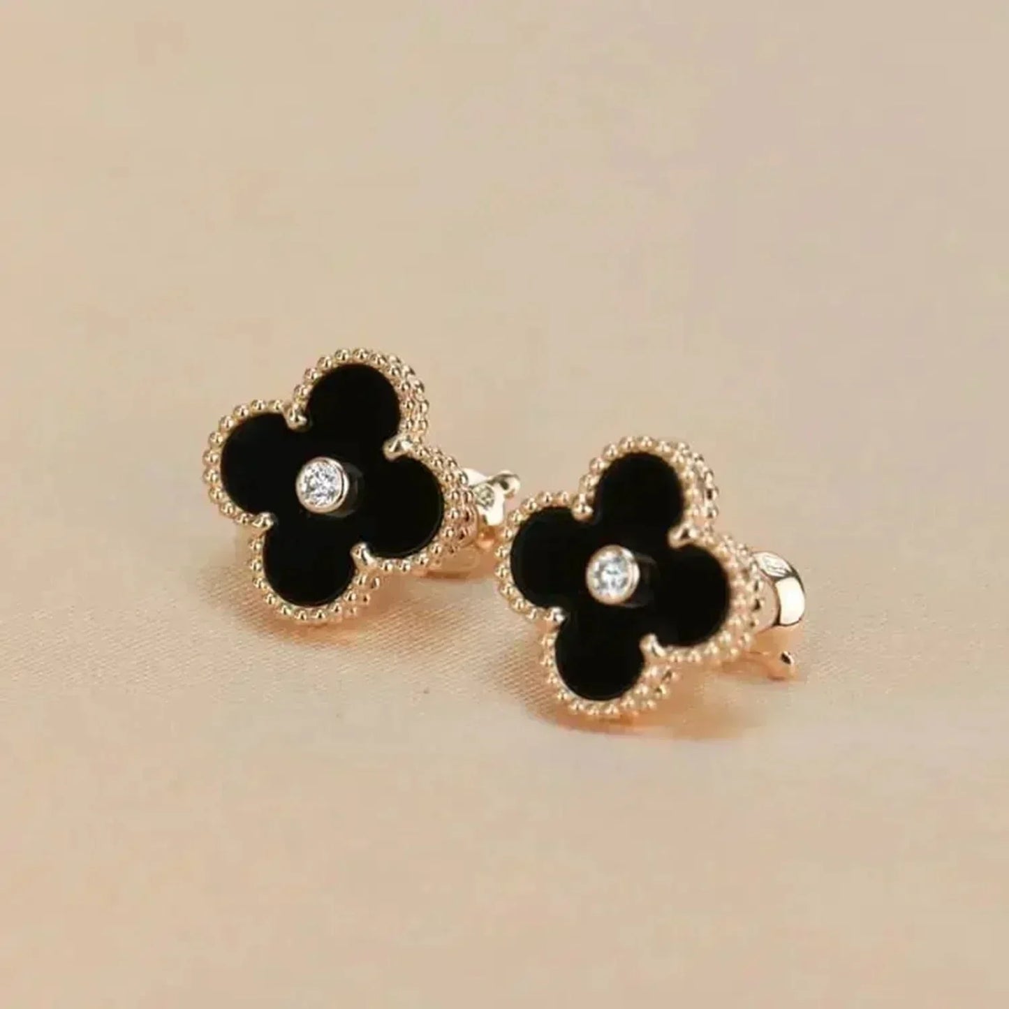 ¡®Glow Jewelry¡¯CLOVER MEDIUM 1 MOTIFS ONYX DIAMANT OHRRINGE