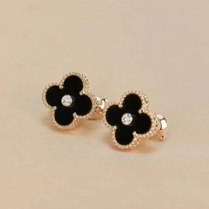 ¡®Glow Jewelry¡¯CLOVER MEDIUM 1 MOTIFS ONYX DIAMANT OHRRINGE