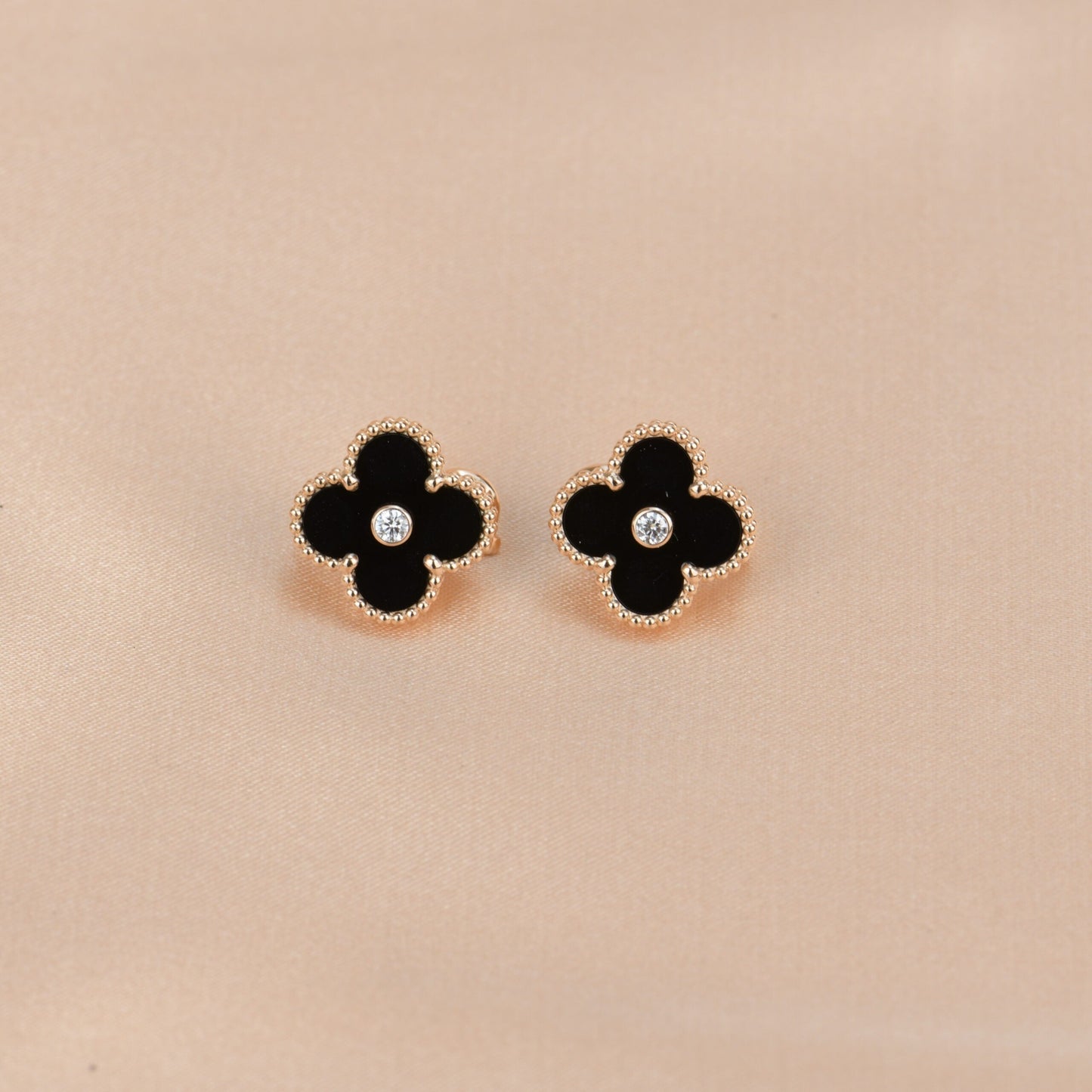 ¡®Glow Jewelry¡¯CLOVER MEDIUM 1 MOTIFS ONYX DIAMANT OHRRINGE