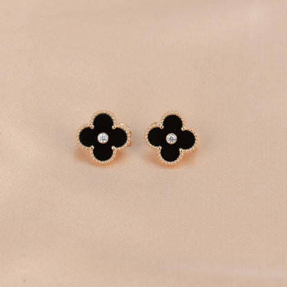 ¡®Glow Jewelry¡¯CLOVER MEDIUM 1 MOTIFS ONYX DIAMANT OHRRINGE