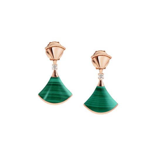 [Glow Jewelry]DREAM MALACHITE PINK GOLD EARRINGS