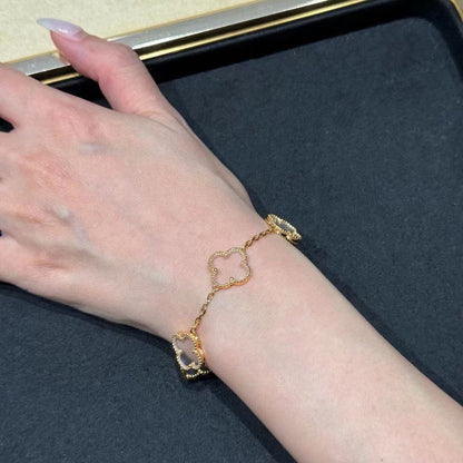 [Glow Jewelry]Neues ROCK CRYSTAL ARMBAND MIT 5 KLEEBLÄTTERN